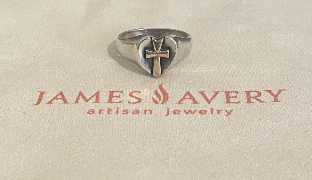 James Avery James Avery Heart Cross Ring In Sterling Silver With 14k Gold Size 8